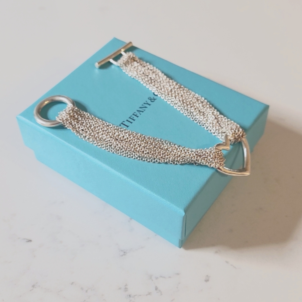 Tiffany & Co Heart Multi Strand Toggle Bracelet 7.5". - Picture 7 of 7